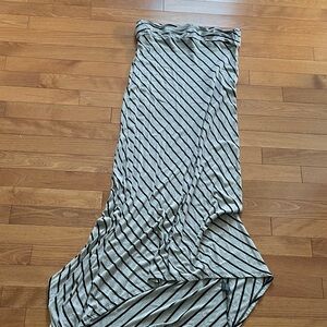 AB Studio Diagonal Stripe Maxi Skirt in Light Gray and Black
